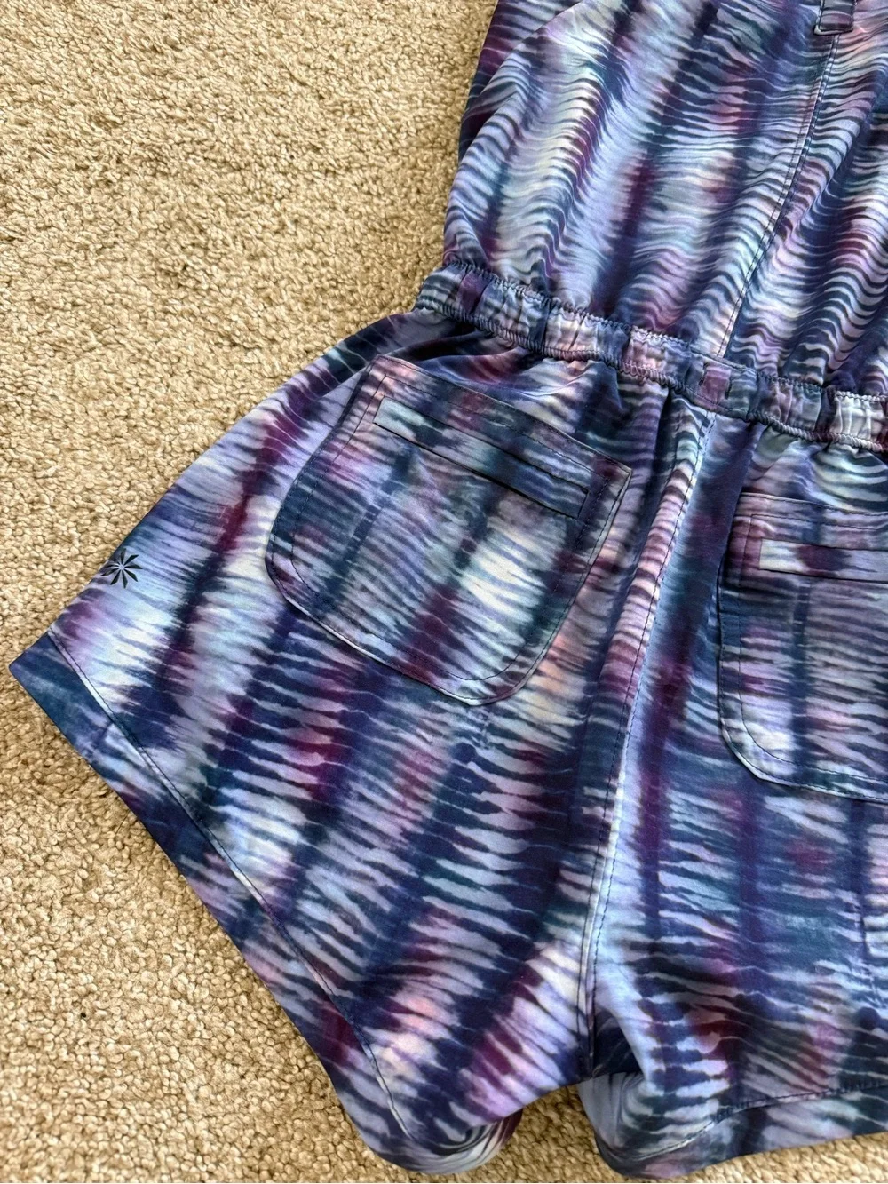 Athleta Girls' Multicolor Purple Blue Tie-Dye Romper Size Small / 7